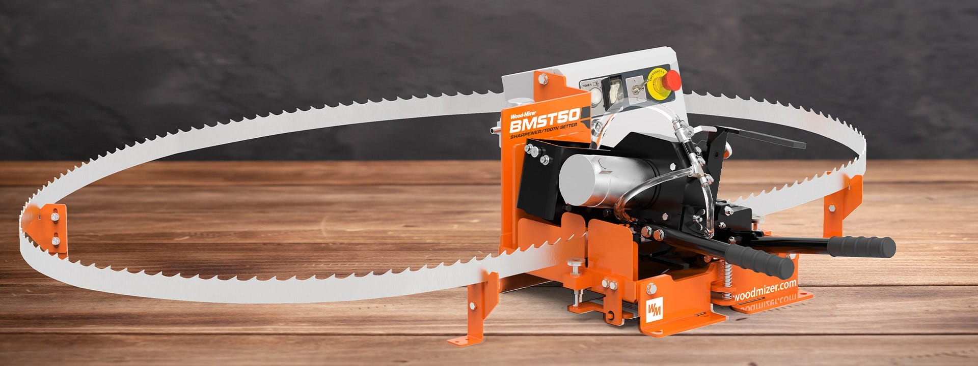 „Wood-Mizer“ BMST50 kombinuotas įrankis juostiniams pjūklams galąsti ir nustatyti